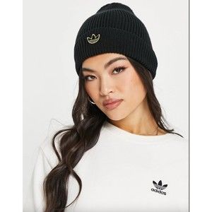 adidas Originals trefoil Women’s decadent sport black gold logo beanie one size